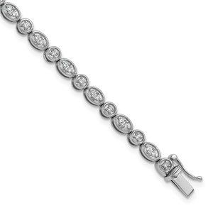 14k White Gold 7/8 carat Lab Grown Diamond VS/SI+ G+ 7 inch Fancy Bracelet